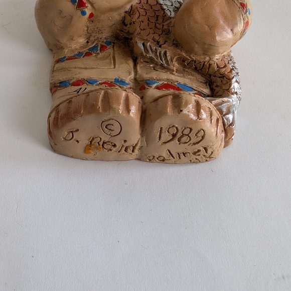 Eski Moppet Alaska Christmas Ornament Boy w/Fish Signed J. Reid 1989 - Picture 3 of 3